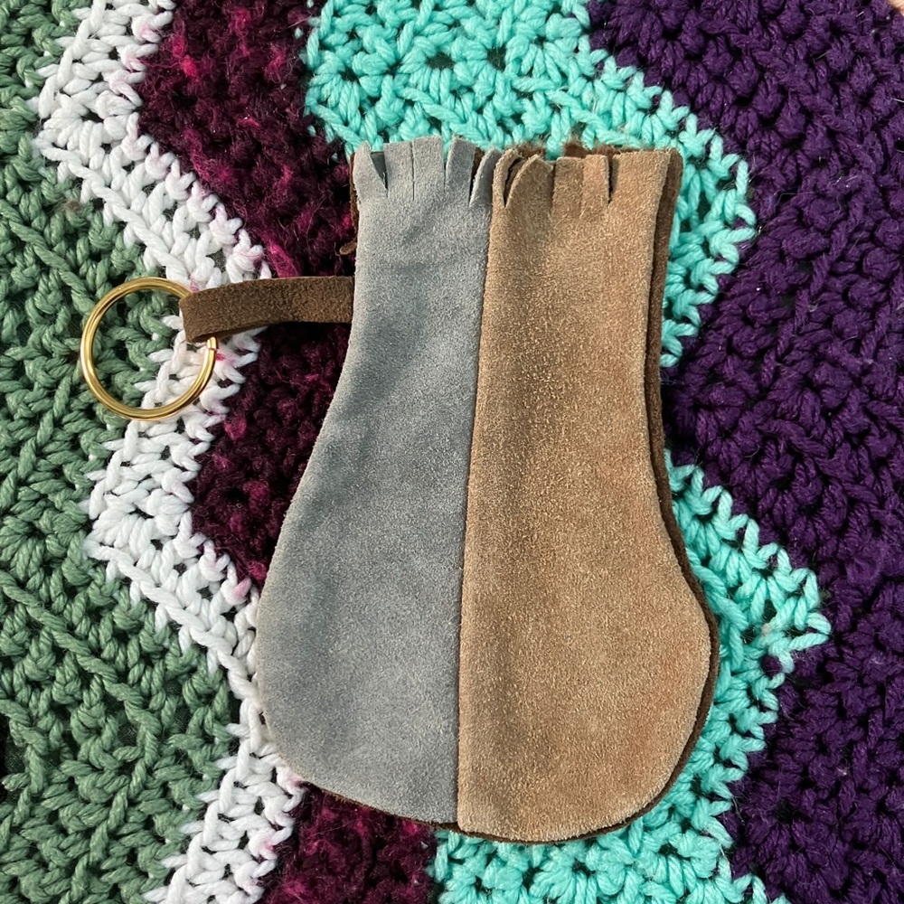 Handmade Two-Tone Suede Keychain Pouch